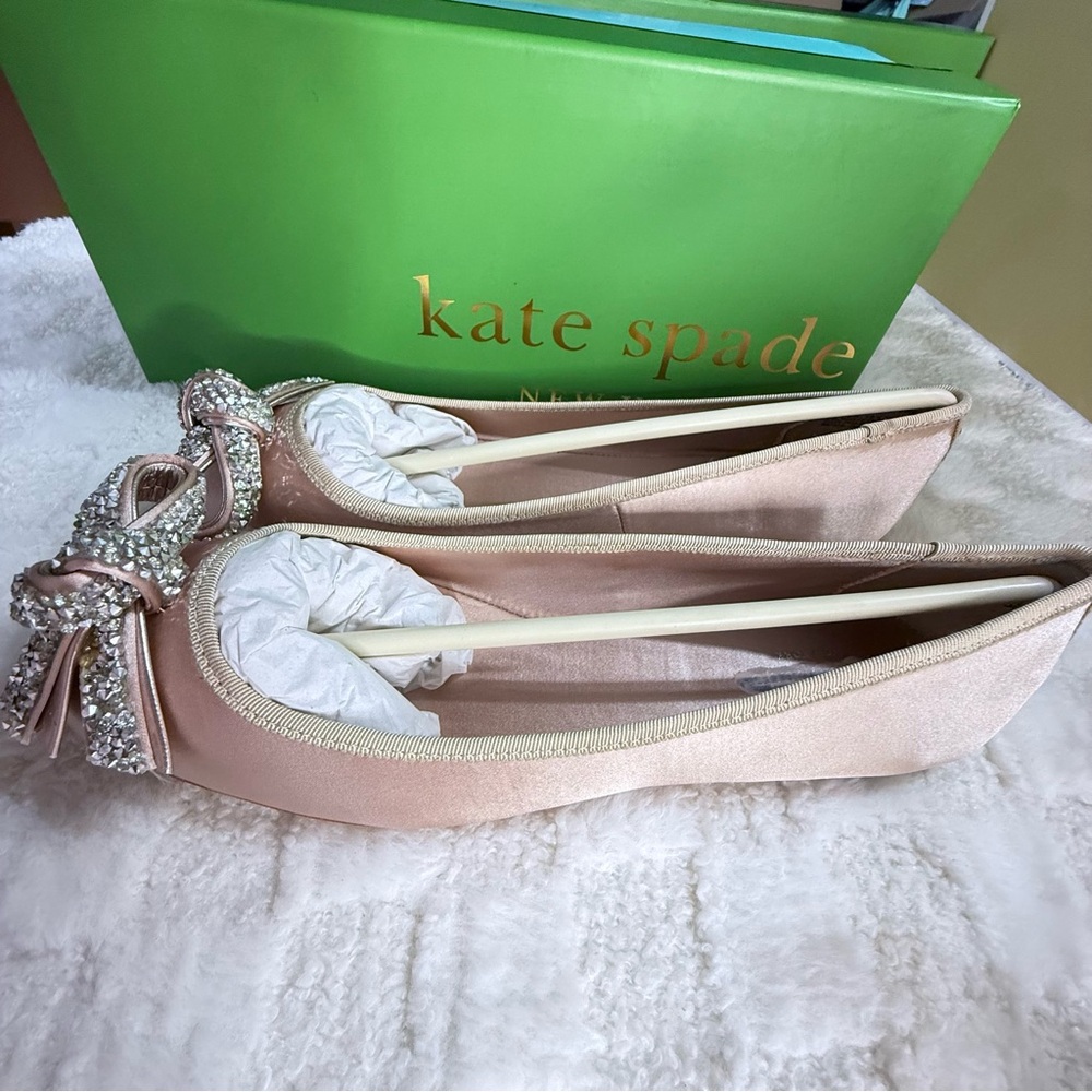 Kate spade - New Elegant Pink Ballet Flats with Rhinestone Bow. - Picture 6 of 10